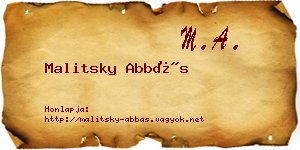 Malitsky Abbás névjegykártya